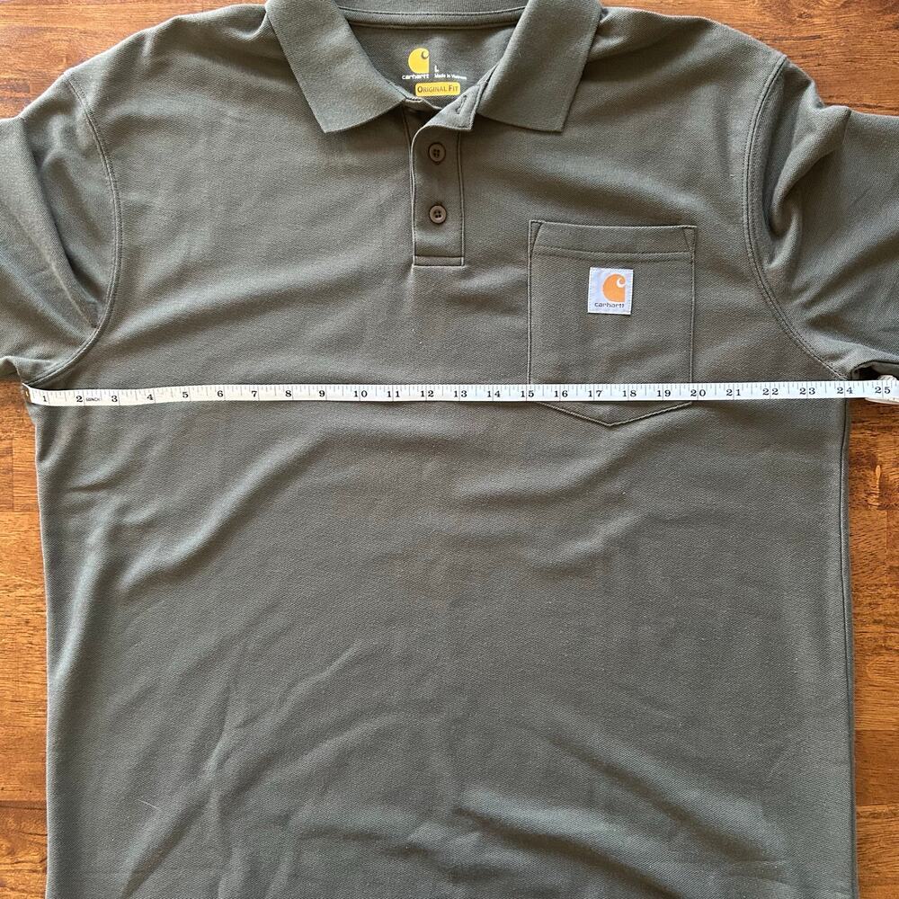 Carhartt men’s hunter Green casual minimalist polo shirt size large  - Picture 3 of 7